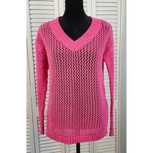 Talbots Mesh Sweater Small Petite Hot Pink